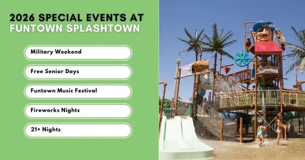 2026 Funtown Splashtown special events and pirate water play attraction.
